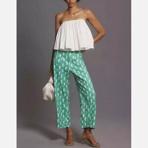 Anthropologie Maeve The Colette Cropped Wide-Leg Pants Linen Seahorse 27 NWT